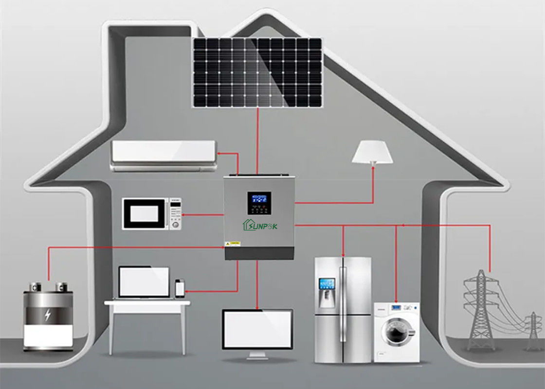IP32 Off Grid Kích thước biến tần 5kw 8kw 10kw 12kw với bộ điều khiển sạc năng lượng mặt trời Mppt