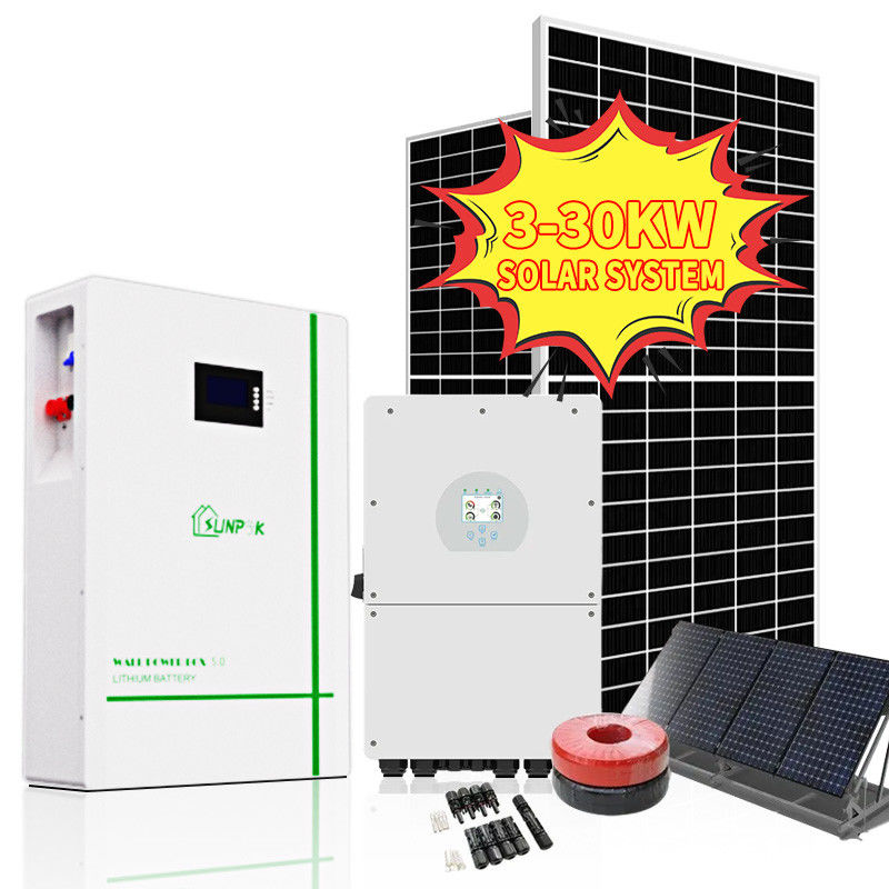 Sunpok hoàn thành bộ năng lượng mặt trời hòa lưới 3kw 5kva 5kw 15kw 10kw hệ thống năng lượng mặt trời lai