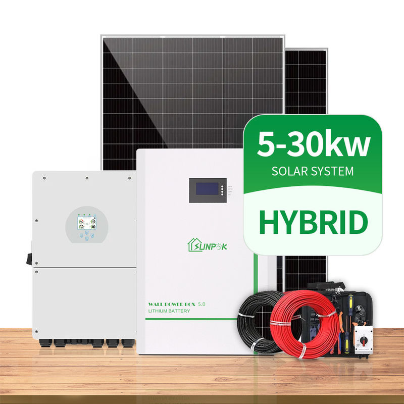 5KW 10KW 15KW Tắt Lưới Bảng điều khiển PV năng lượng mặt trời lai được gắn trên tường với hệ thống lưu trữ hộ gia đình