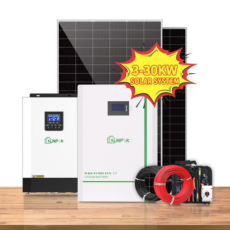 Bộ hệ thống năng lượng mặt trời lai Sunpok 7kw 8kw 10kw Lưới buộc trên lưới Biến tần năng lượng mặt trời lai