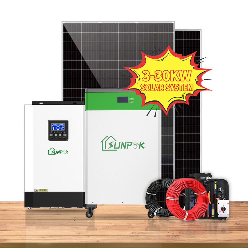 Hệ thống nhà năng lượng mặt trời lithium ion Bảng điều khiển Pv 10kw 20kw 30kw Tắt lưới điện năng lượng mặt trời lai