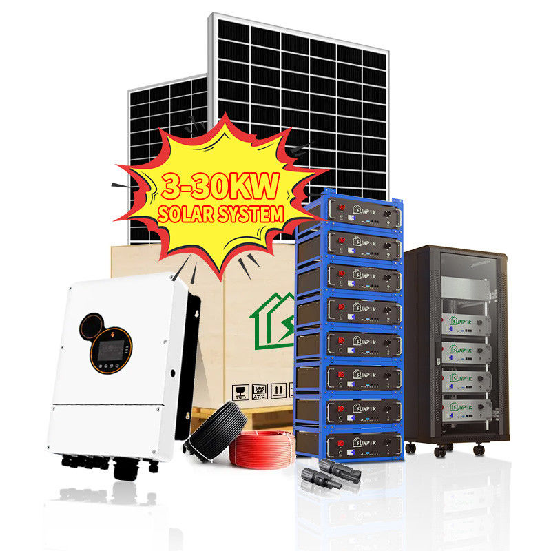 Bộ hệ thống năng lượng mặt trời lai LiFePo4 5kw 10kw 20kw Hệ thống năng lượng mặt trời nối lưới Sản phẩm năng lượng mặt trời