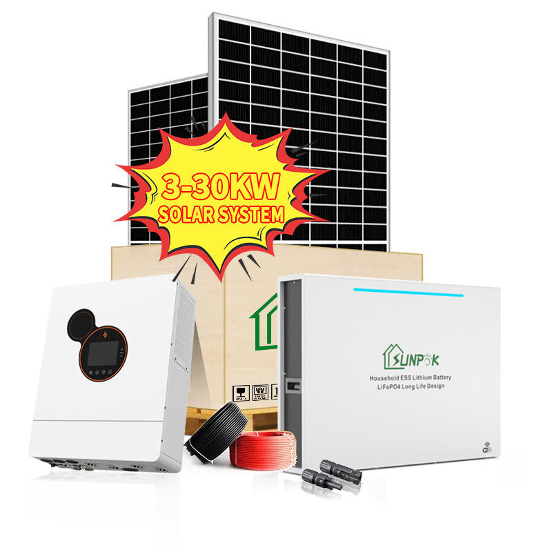 Bộ hệ thống năng lượng mặt trời lai 3 pha 5Kw 8Kw 10Kw 48V Hệ thống năng lượng mặt trời hoàn chỉnh