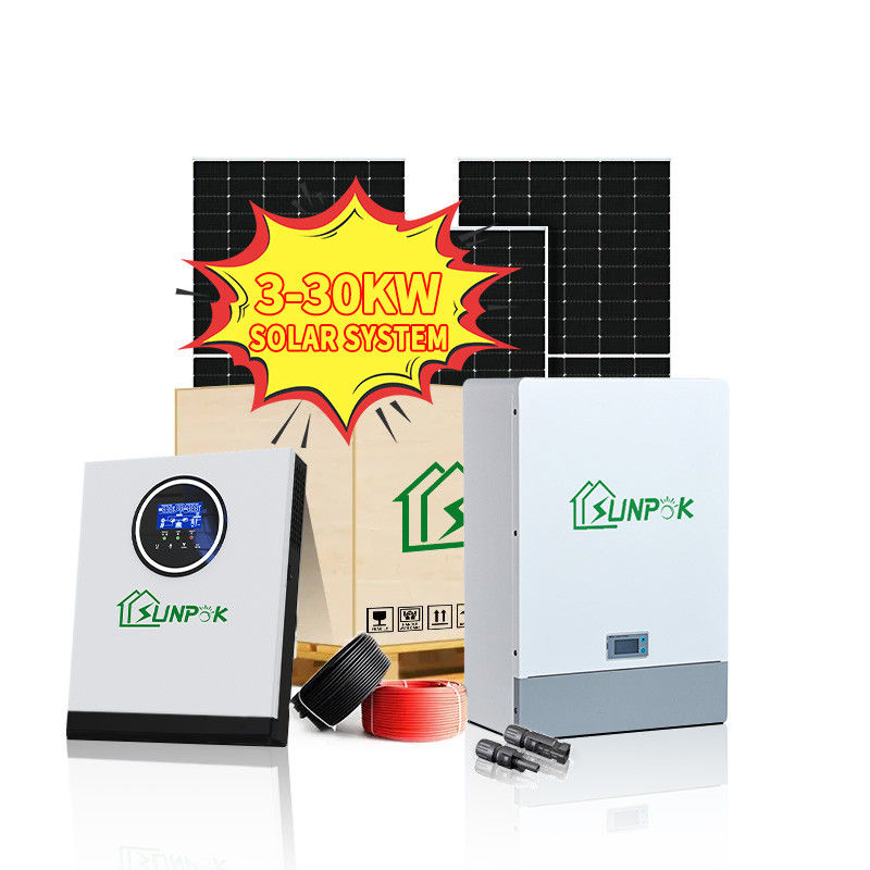 Sunpok hoàn thành bộ dụng cụ năng lượng mặt trời hòa lưới 5kwh 10kwh 15kwh 20kwh 25kwh 30kwh biến tần năng lượng mặt trời lai lưới
