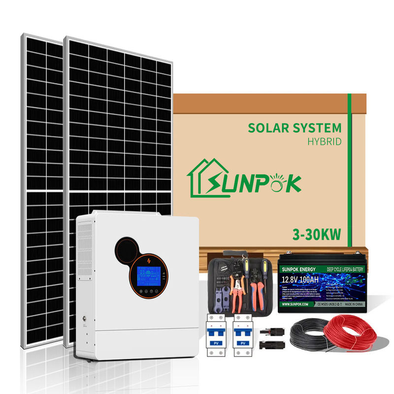 Hệ thống biến tần năng lượng mặt trời lai thông minh 10Kw 15Kw 20KW Hệ thống năng lượng mặt trời dân dụng nối lưới