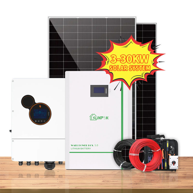 Axit chì hoàn thành hệ thống năng lượng mặt trời nối lưới Biến tần lai 5KW 6KW 8KW 10KW cho gia đình