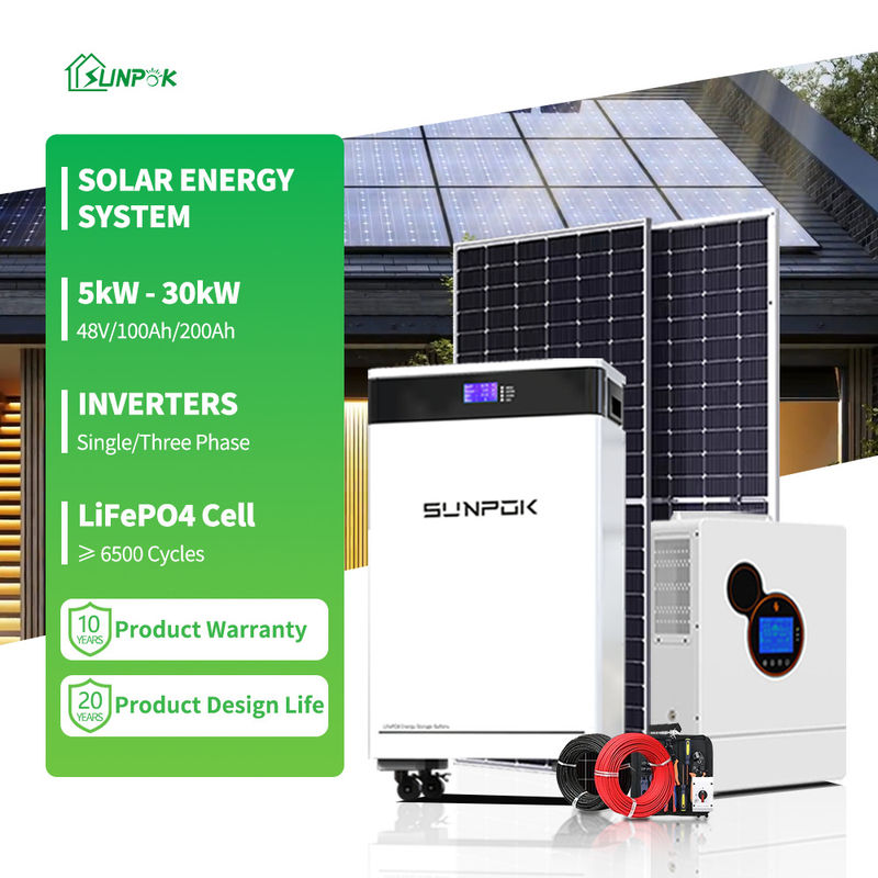 Hệ thống năng lượng mặt trời lai cho gia đình 5KW 8KW 10KW 12KW Panel năng lượng mặt trời bộ đầy đủ