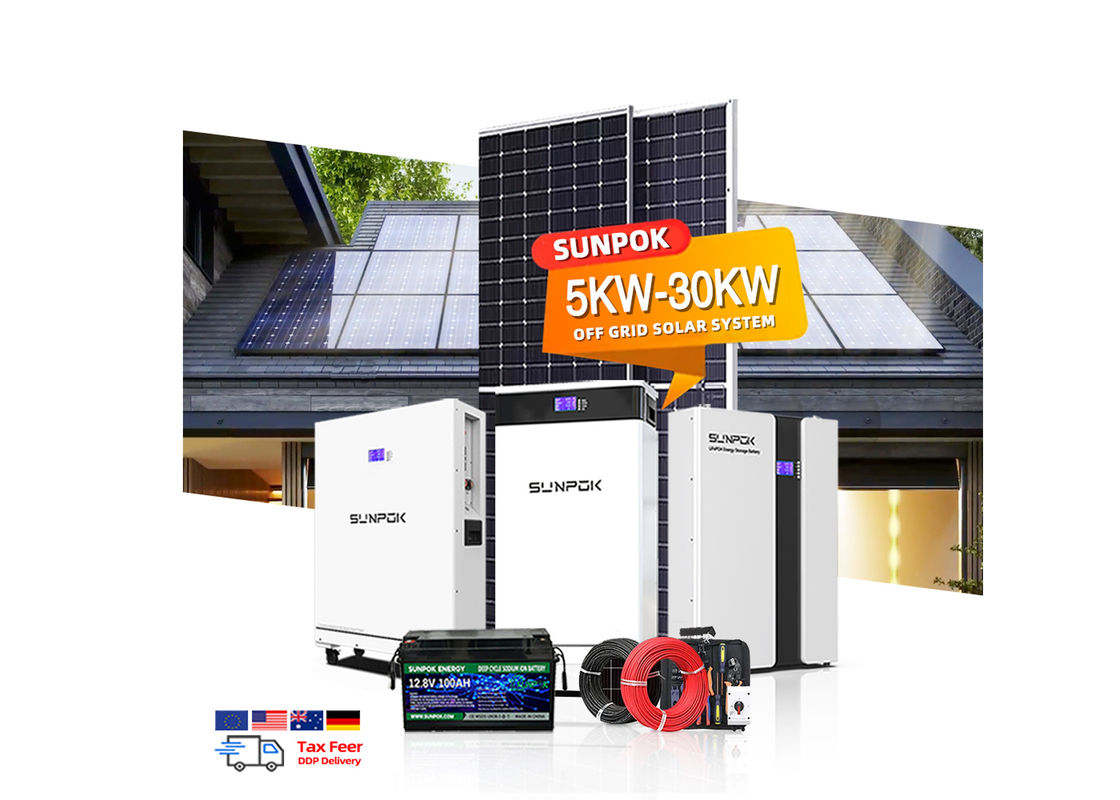 Hệ thống năng lượng mặt trời ngoài lưới 6000W 10Kw 15Kw 20Kw Hệ thống năng lượng mặt trời ba pha lai