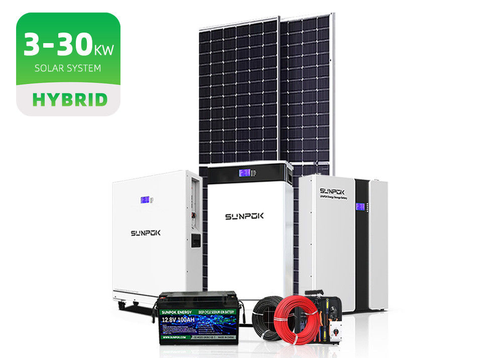 Hệ thống lưu trữ năng lượng mặt trời lai ngoài lưới 5Kw 10Kw 20Kw 10Kva Hệ thống năng lượng mặt trời ngoài lưới với bộ lưu trữ năng lượng đầy đủ