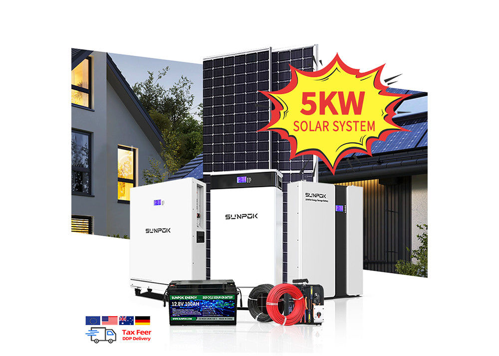 Hệ thống tấm pin mặt trời 5Kw 10Kw Hệ thống năng lượng mặt trời lai cho nhà trên lưới điện