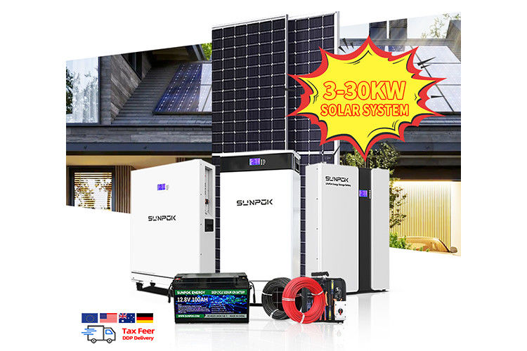 Bộ đầy đủ Hệ thống lưu trữ năng lượng mặt trời 5000W 3KW 6KW 8KW 10KW Phanele mặt trời lai Bộ sản xuất điện