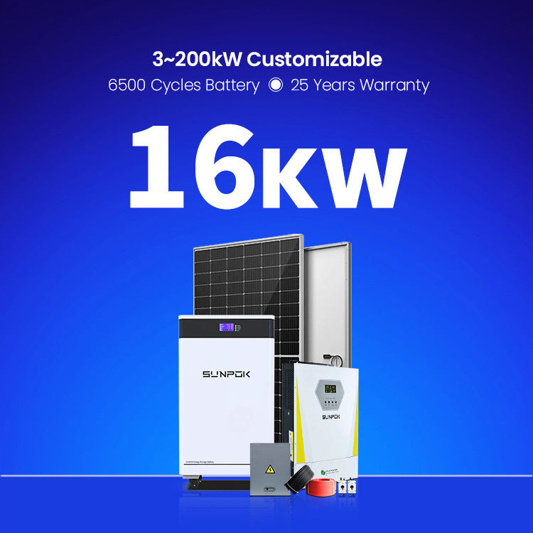 Hệ thống năng lượng tấm pin mặt trời 15Kva 16KW 18KW Hệ thống năng lượng mặt trời PV gia đình lai hoàn chỉnh