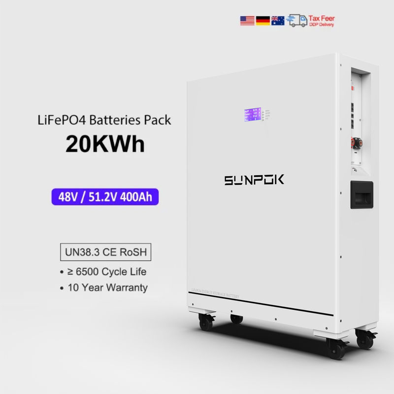 48V 400Ah pin lithium mặt trời gói 20kwh Hệ thống năng lượng mặt trời 48V 400Ah LiFePO4 pin lưu trữ năng lượng