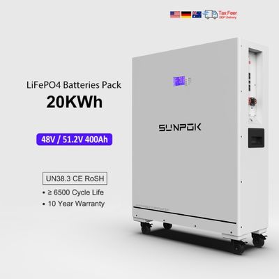 51.2V 20KWH Lifepo4 Lithium Solar Battery 48V 400Ah Lithium Ion Battery Pack 20Kwh Home Energy Storage System