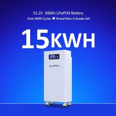 51.2V pin Bộ pin lưu trữ năng lượng gia đình 15.36kwh Hệ thống lưu trữ năng lượng gia đình 300Ah Lifepo4 Bộ pin