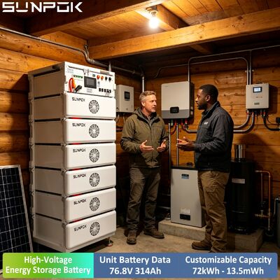 Hệ thống lưu trữ năng lượng điện áp cao SUNPOK 76.8V 314AH 24.12kWH Sử dụng thương mại công nghiệp năng lượng mặt trời lai Sản xuất tại Trung Quốc