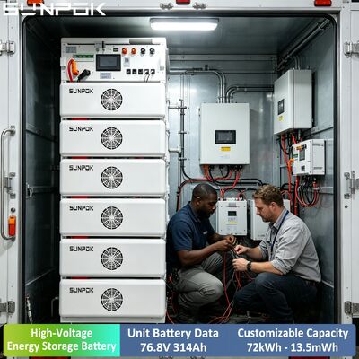 Hệ thống lưu trữ năng lượng gắn tủ rack điện áp cao SUNPOK 76.8V 24KWH 314ah Pin Lithium Lifepo4 năng lượng mặt trời cho gia đình