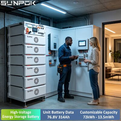 SUNPOK LiFePO4 Lithium Ion HV pin 24kWh Rack gắn 76.8V 314Ah Off Grid pin lưu trữ năng lượng cho C&I