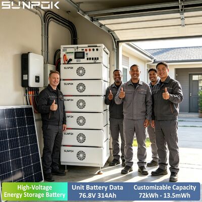 Sunpok nguồn cung cấp điện không bị gián đoạn 24.12kWh 314Ah 76.8V Điện áp cao Solaire LFP LiFePO4 Ngân hàng pin cho thương mại
