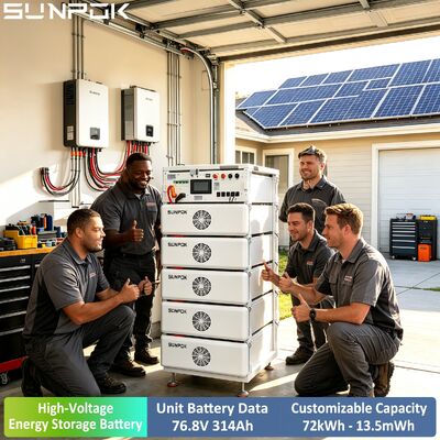 Hệ thống điện độc lập SUNPOK 192kWh Pin LiFePO4 102.4V 314Ah Biến tần lai 50kW 6 Cấu hình