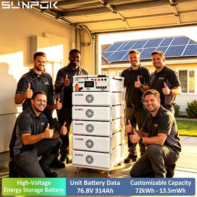 Pin Lithium tăng cường thương mại Sunpok 76.8V 314AH Năng lượng cao 76.8V 314Ah 100kwh 200kwh 500kwh Hệ thống pin LiFePO4