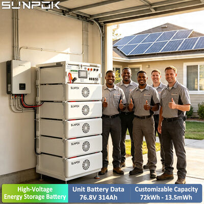 SUNPOK 76.8V 314Ah Rack Mounted High Voltage Battery Pack 100kWh đến 500kWh Có thể mở rộng cho lưu trữ công nghiệp